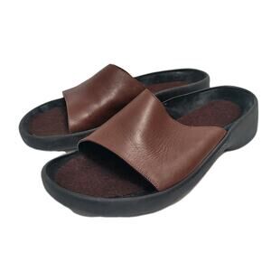 TATAMI Brown Leather Comfort Slides Sandals Women's Size 9-9.5 (EU 40)
